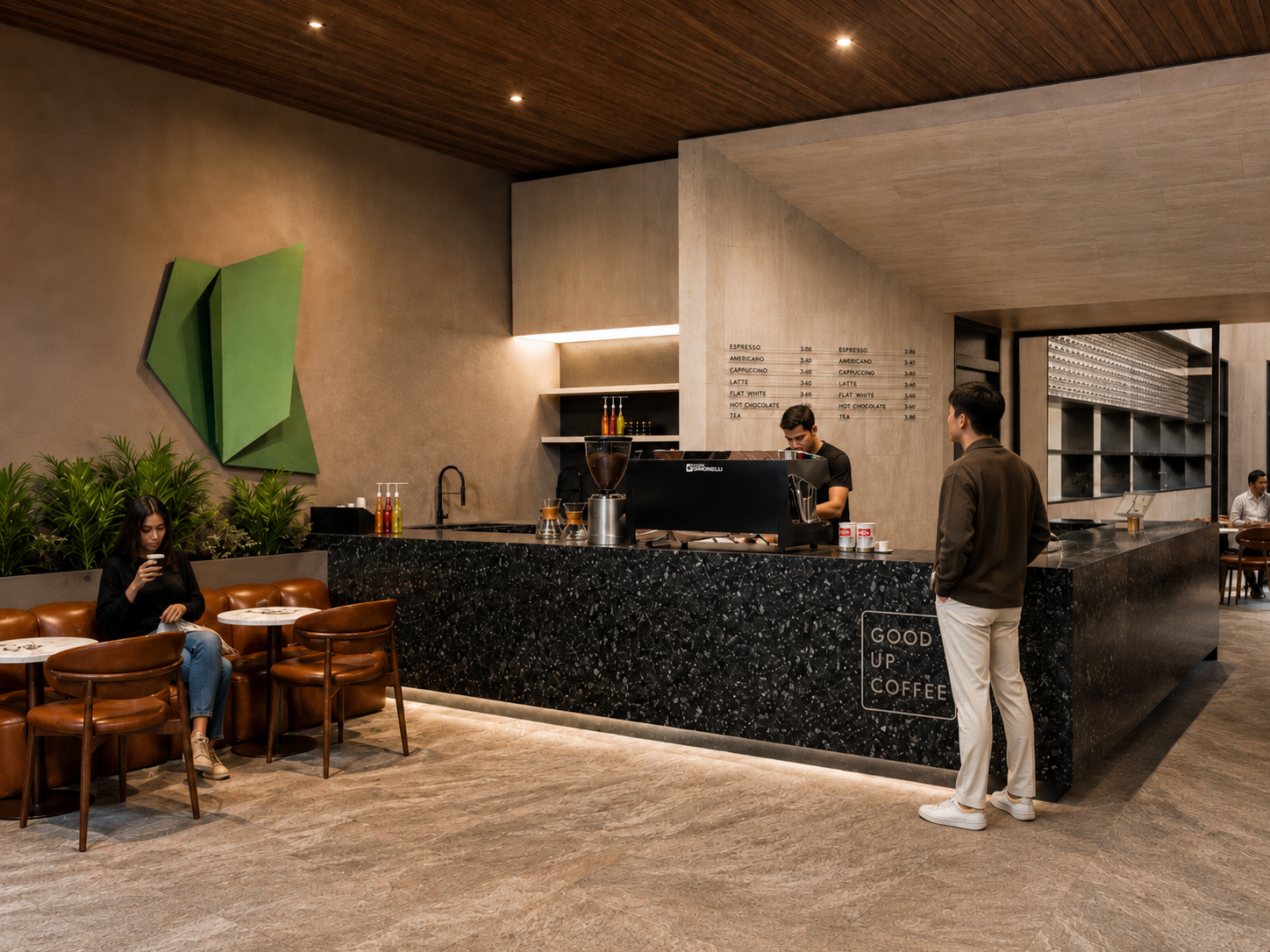 Recepción de Nectarworks, la cafetería wellness dentro de SUMMIT